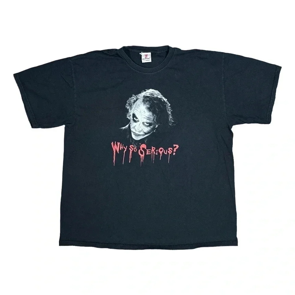 Vintage Dark Knight Joker Heath Ledger Six Flags Why  So Serious T Shirt Mens XL